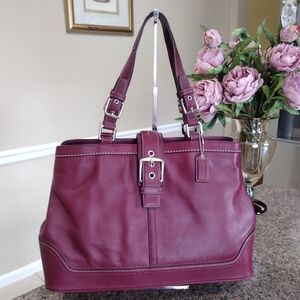 Coach Hampton Elegant Burgundy Leather Tote Bag